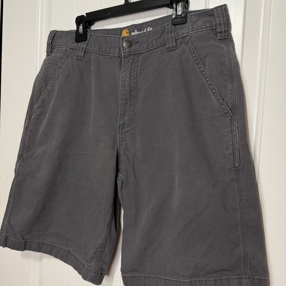 Carhartt Relaxed Fit Cargo Carpenter Shorts Men’s 33 Gray Work Utility 10"